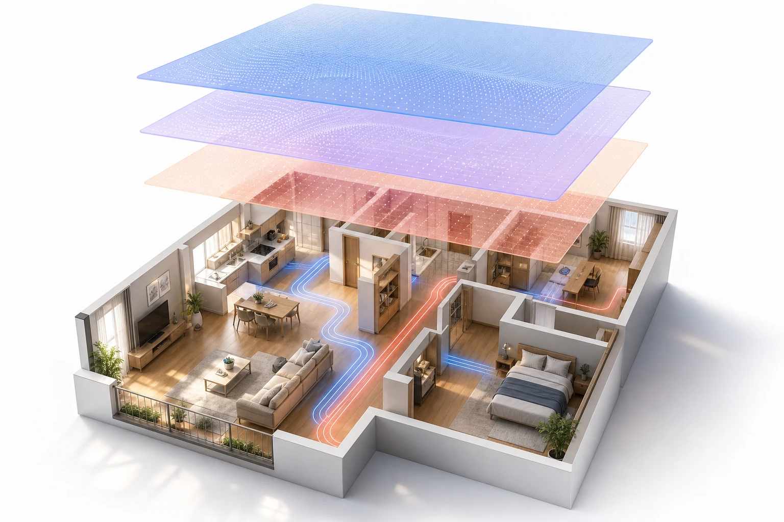 Layered home robotics AI concept
